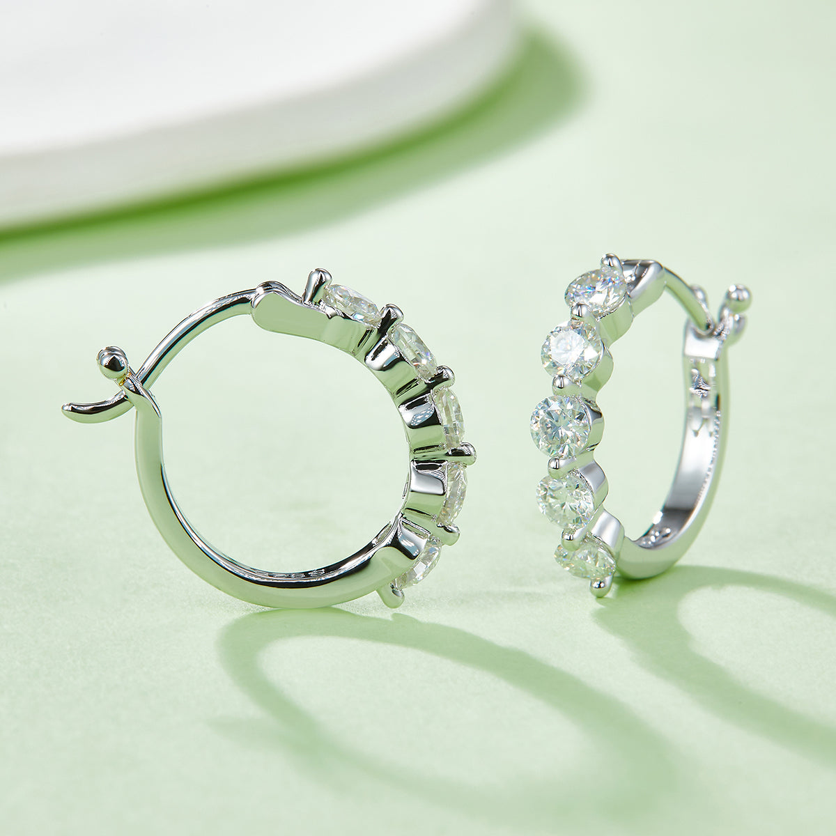 S925 Sterling Silver 10pcs Moissanite Hoop Earrings For Women 17mm Platinum Plated GRA Certified Hypoallergenic Gift Box