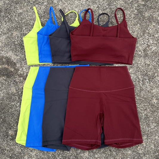 Womens Fitness Yoga Top And Brushed Cycling Shorts