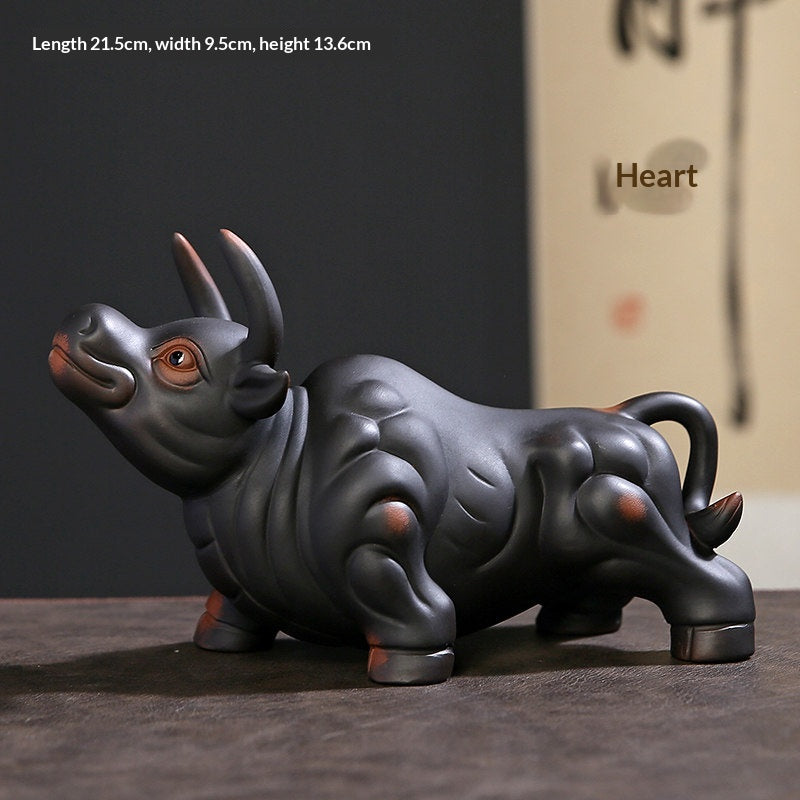 Purple Clay Bullish Spirit Soaring To The Heavens Tea Pet Ornament Premium Accessory