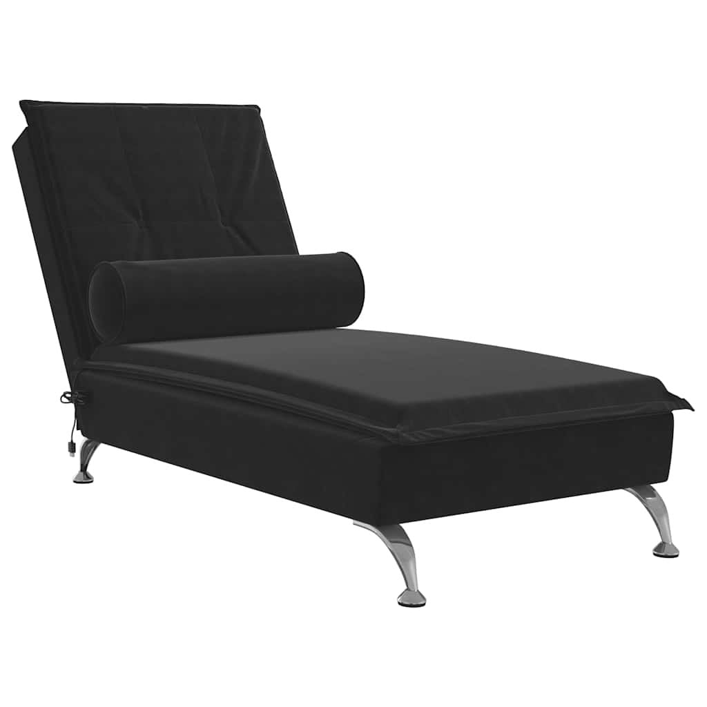 Massage Chaise Lounge with Neck Roll, Velvet