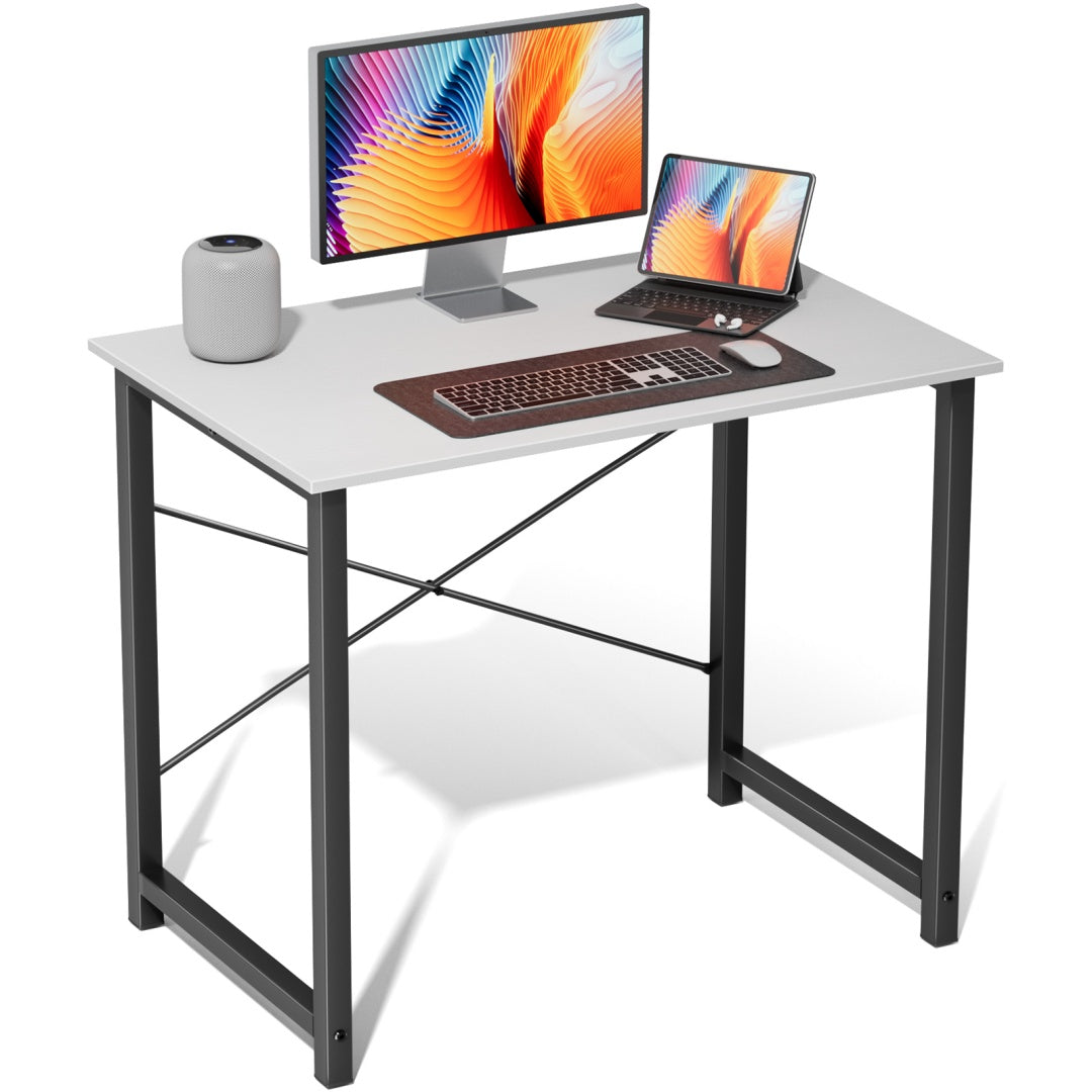 Computer Desk For Home Office, Modern Study Work Table Simple Style For Bedroom, Writing Desks With X-Shaped Reinforcement, Rust