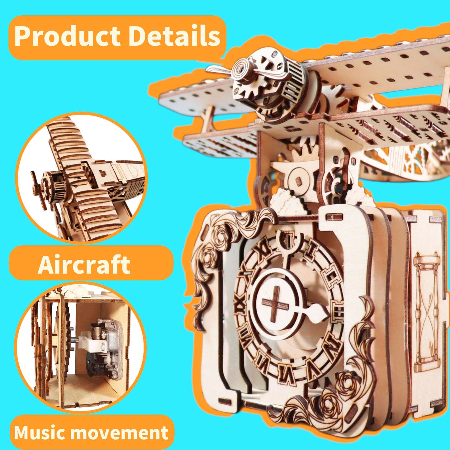 Sales Are Prohibited On The TEMU And SHEIN -MUSIC PARK 3d Wooden Puzzle Punk Airplane Music Box You Are My Sunshine Handmade Assembly Model Kit Holidays Brthdays Christmas Gifts