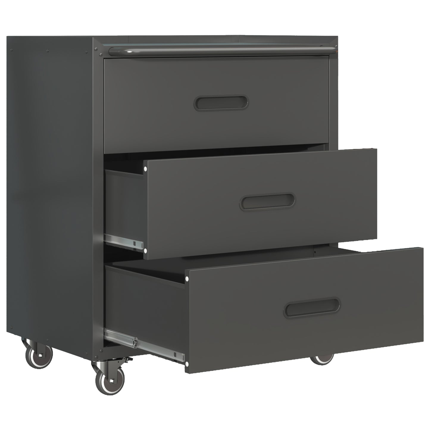 Heavy-Duty Metal Storage Cabinet With Wheels - 3 Drawer Tool Cabinet For Garage, Office, And Home Organizer Solutions, Black Gray