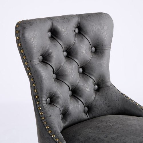 Aged And Retro PU Swivel Barstools Adjusatble Seat Height From 26-33 Inch, Modern Bar Stools With Backs Comfortable Tufted For Home Pub And Kitchen Island Black,Set Of 2
