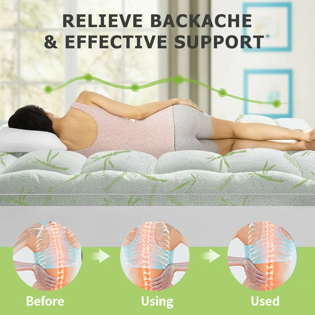 Cool Bamboo Mattress Topper  Super Thick Breathable Bamboo Fiber  Microfiber Fill  8 21 Deep Pocket  Quilted Design  For Home Hotel Dorm  Machine Washable