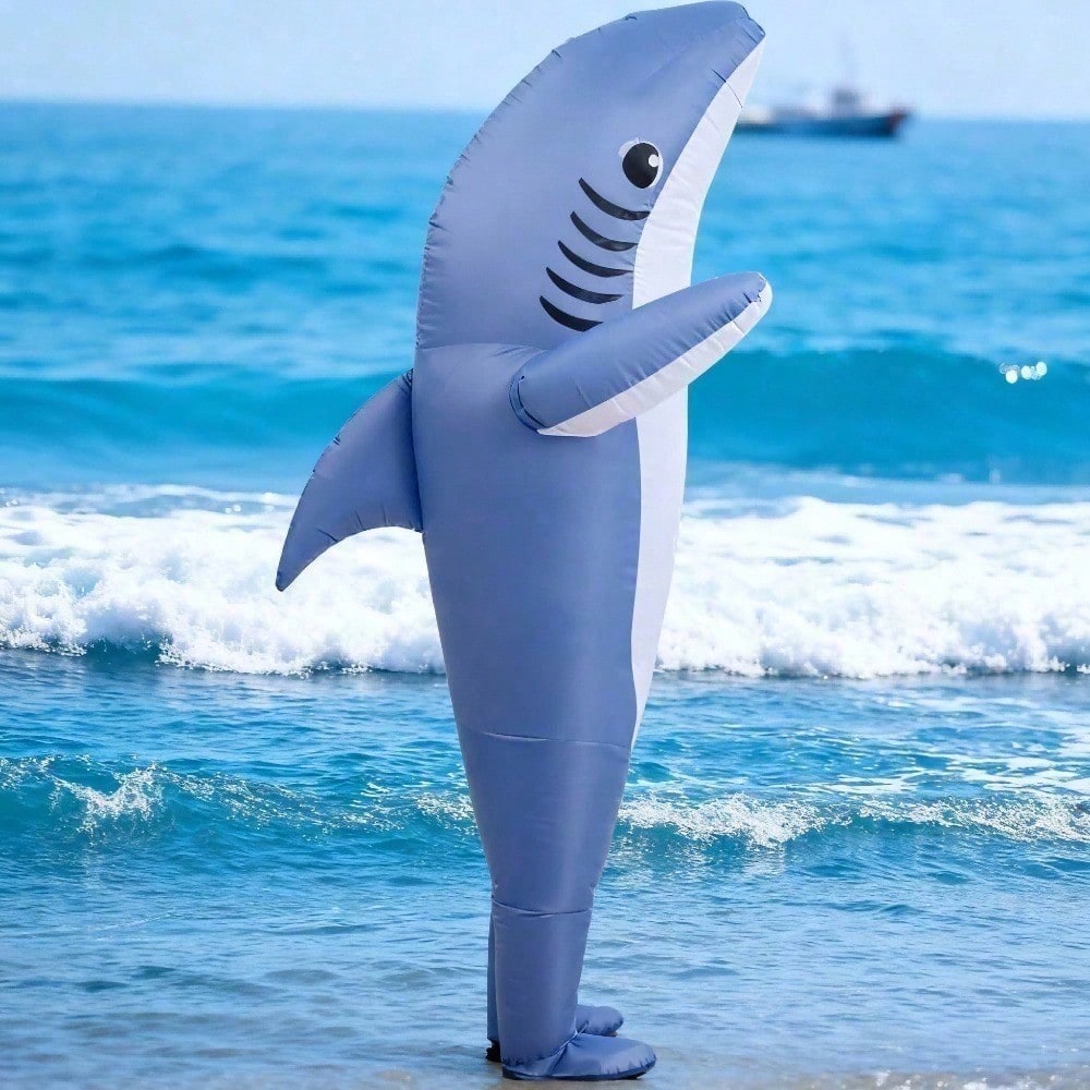 Perfect Valentine Gift, Shark Inflatable Costume, Adult Blow Up Halloween Party Outfit, Funny Group Cosplay For Birthday And Sporting Events
