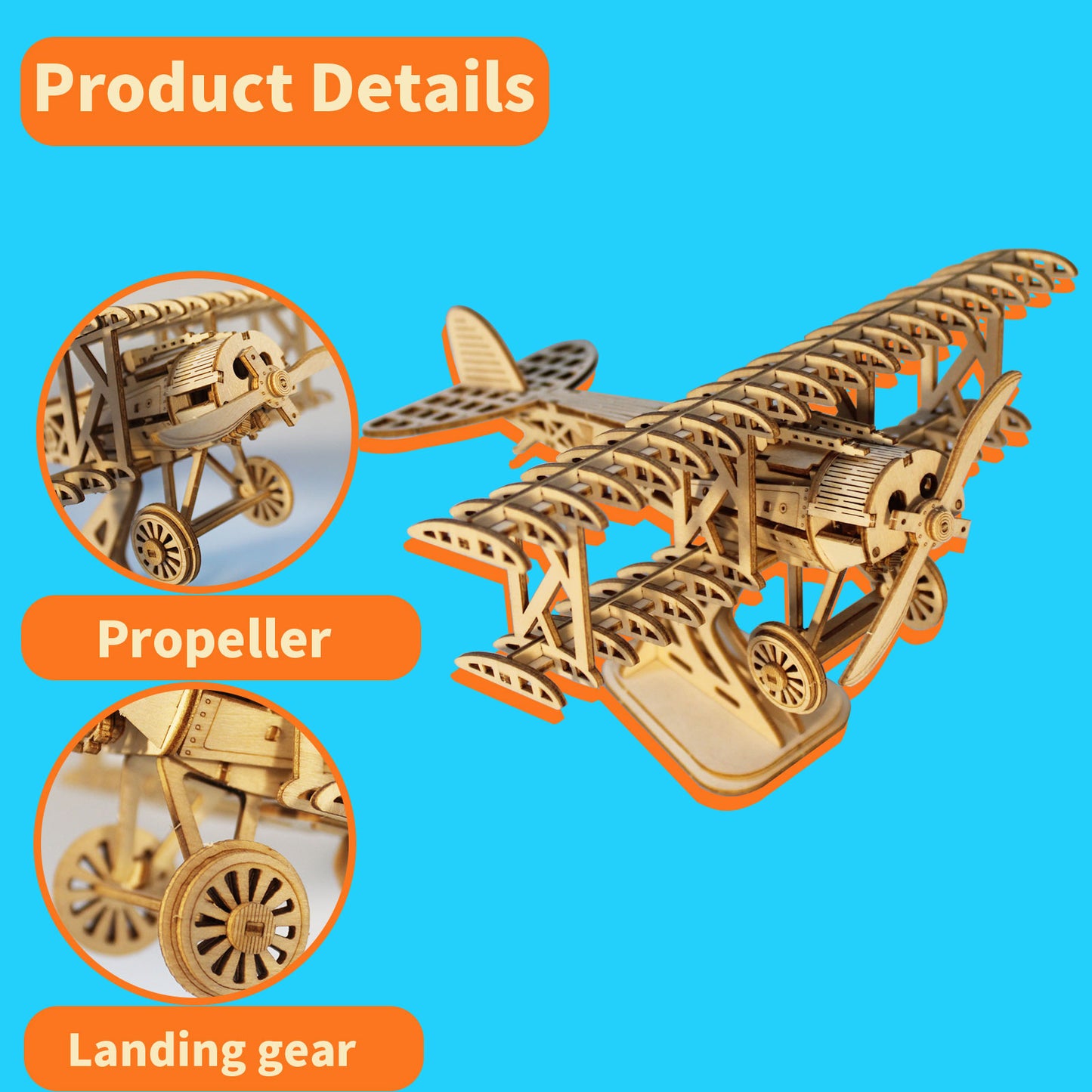 Sales Are Prohibited On The TEMU And SHEIN - 3D Wooden Puzzle Wood DIY Craft  Bi-Plane Model Kits Handmade Gifts