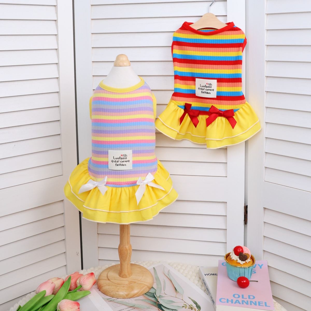 Rainbow Striped Pet Clothing Thin Style