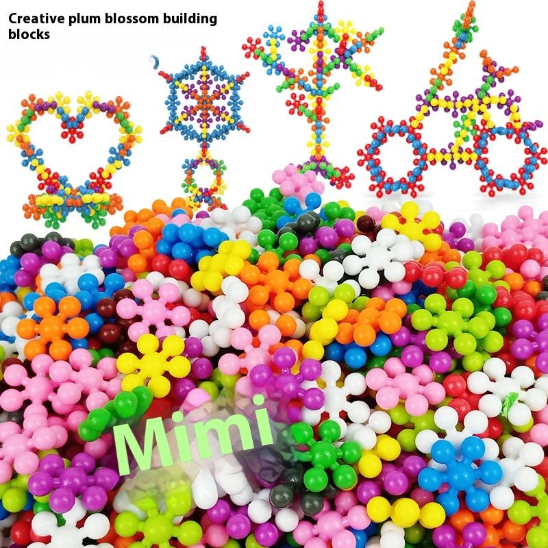 3D Three-dimensional Rotating Plum Blossom Building Blocks Children's Fun Assembling Snowflake Assembling Enlightenment Toys