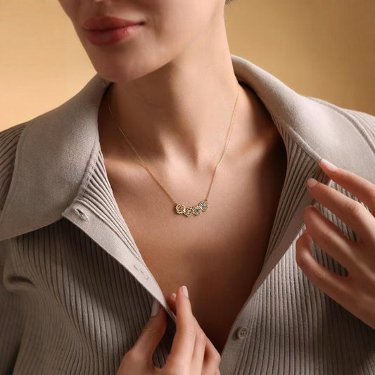 Fashion Birthstone Flowers Clavicle Chain Mother's Day