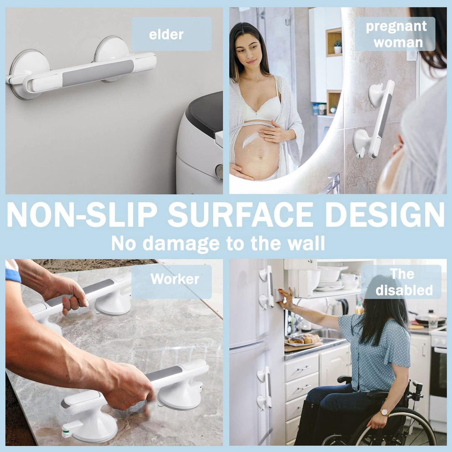 Safety Support Hand Rail Handle Bar Grip Grab Suction Bath Bathroom Shower