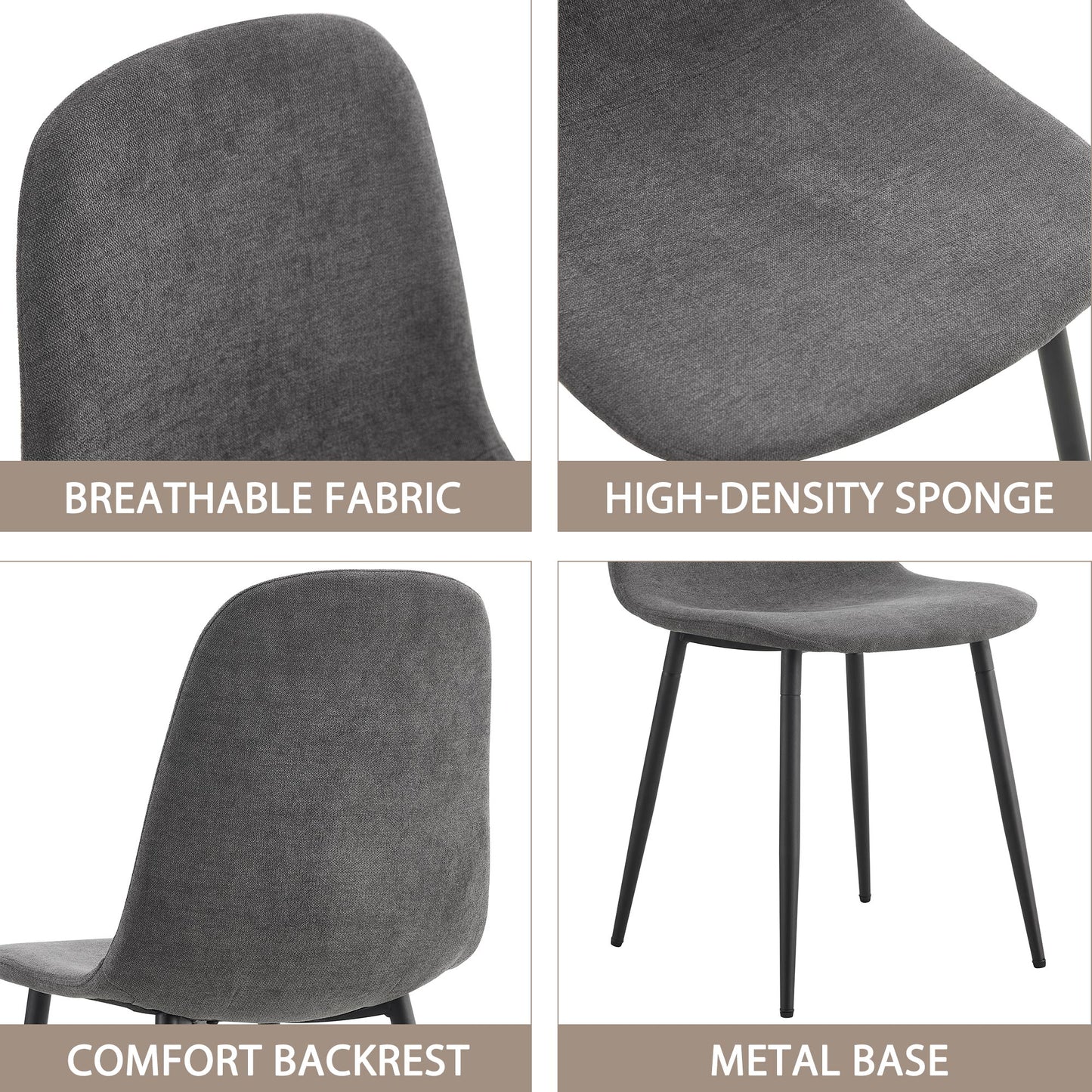 Comfortable Linen-Cotton Dining Chair Set - Six Pieces In Dark Gray.Integrated Seat And Backrest,Linen-Cotton Material,Modern Home Matching.W1151124300