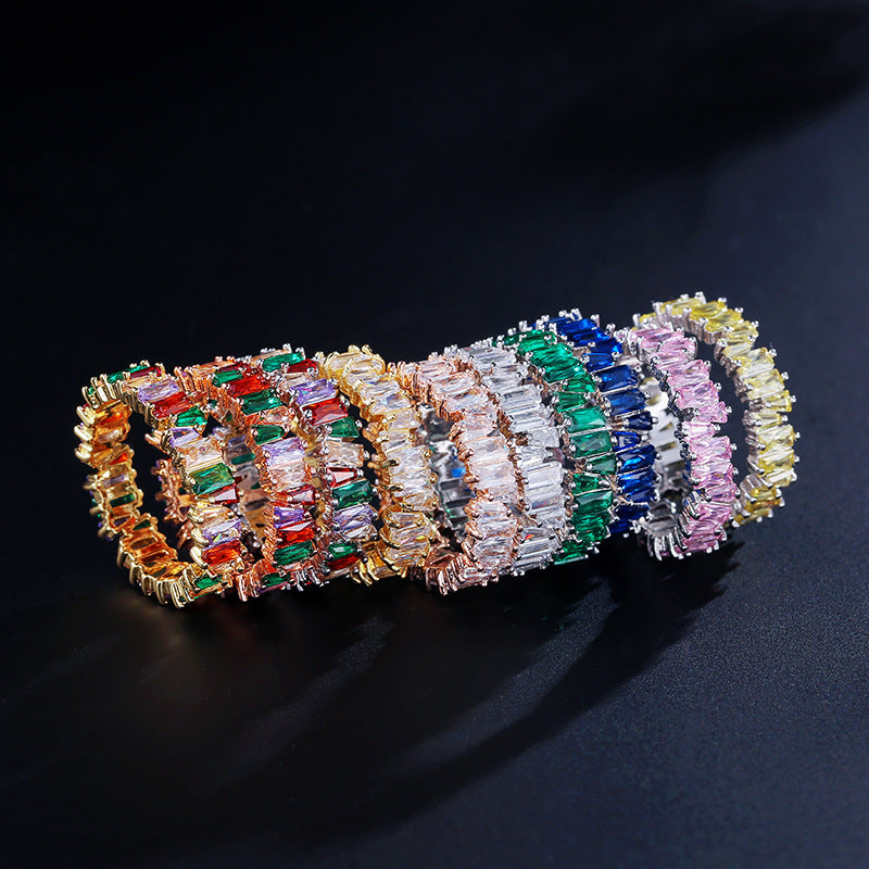 Cross-Border E-Commerce Hot-Selling Colorful Zircon Rings With A Unique Design For Women, European And American Fashion Trendy Jewelry Accessories