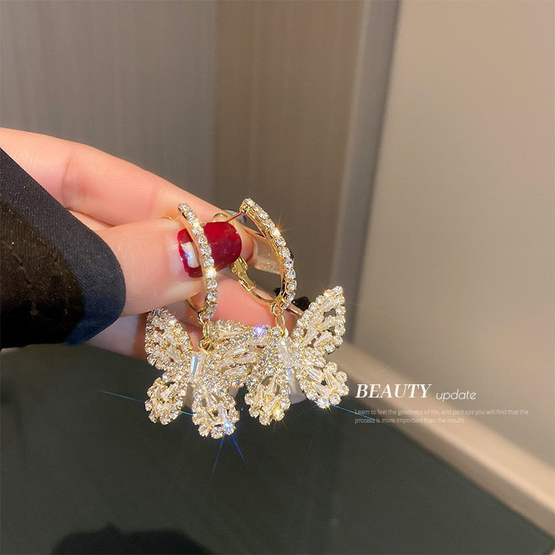 Silver Needle Vintage Tassel Earrings For Women Korean Style Zircon Long Dangle