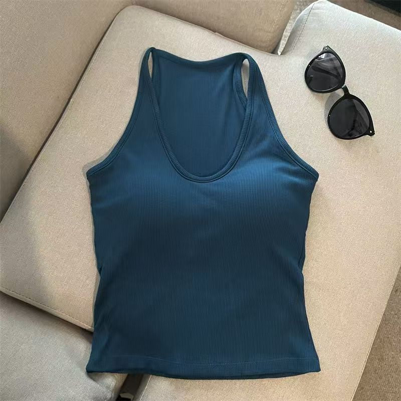 Hanging Neck Pure Want Beauty Back Solid Color Wrapped Chest Tube Top Bottoming Inner Fixed Cup