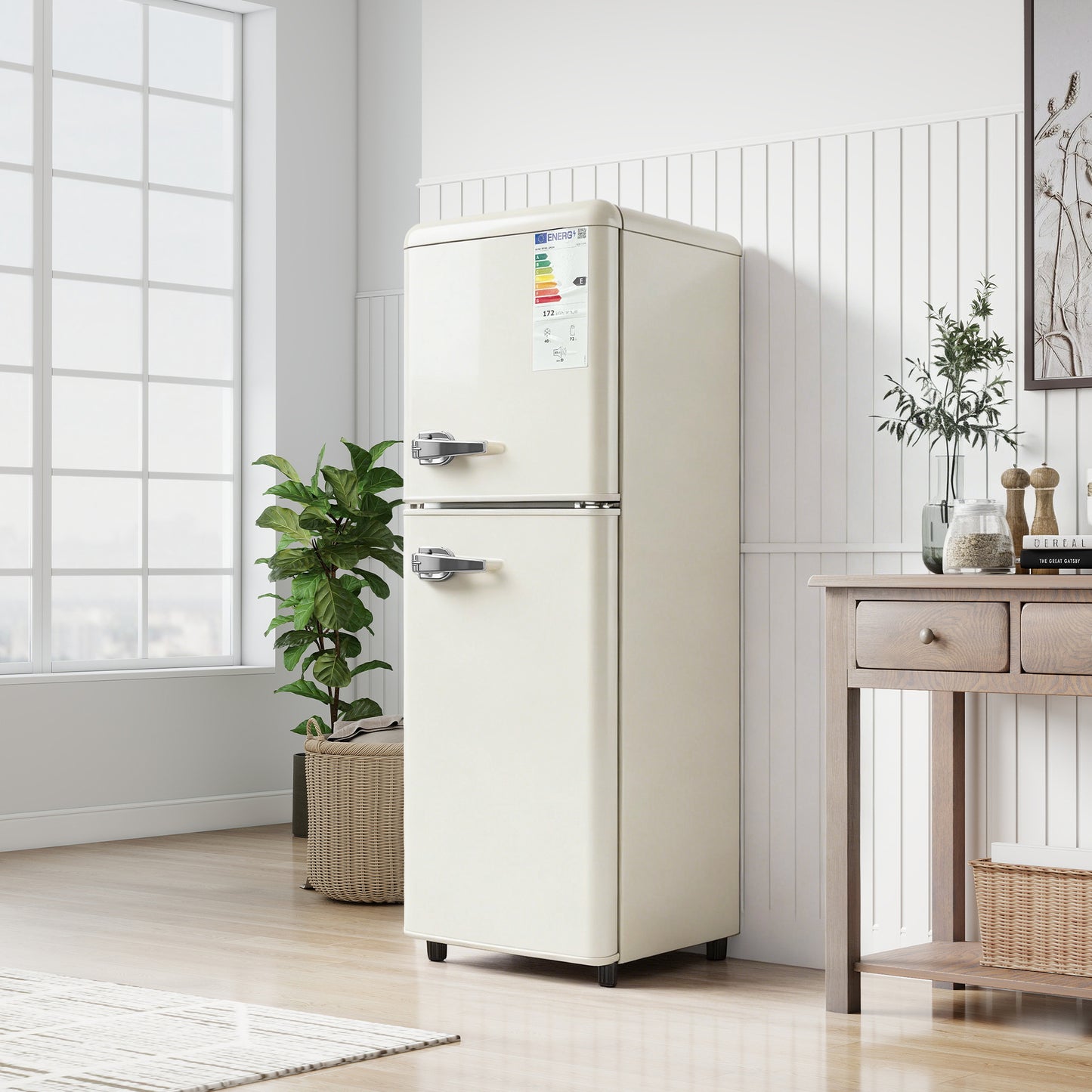Double Door Refrigerator  112 L  72 L Refrigerator   40 L Freezer Area, 7-Level Temperature Control, Class E, LED Light, Adjustable Shelves, Egg Holder, Ideal For Kitchen, Living Room & Office.