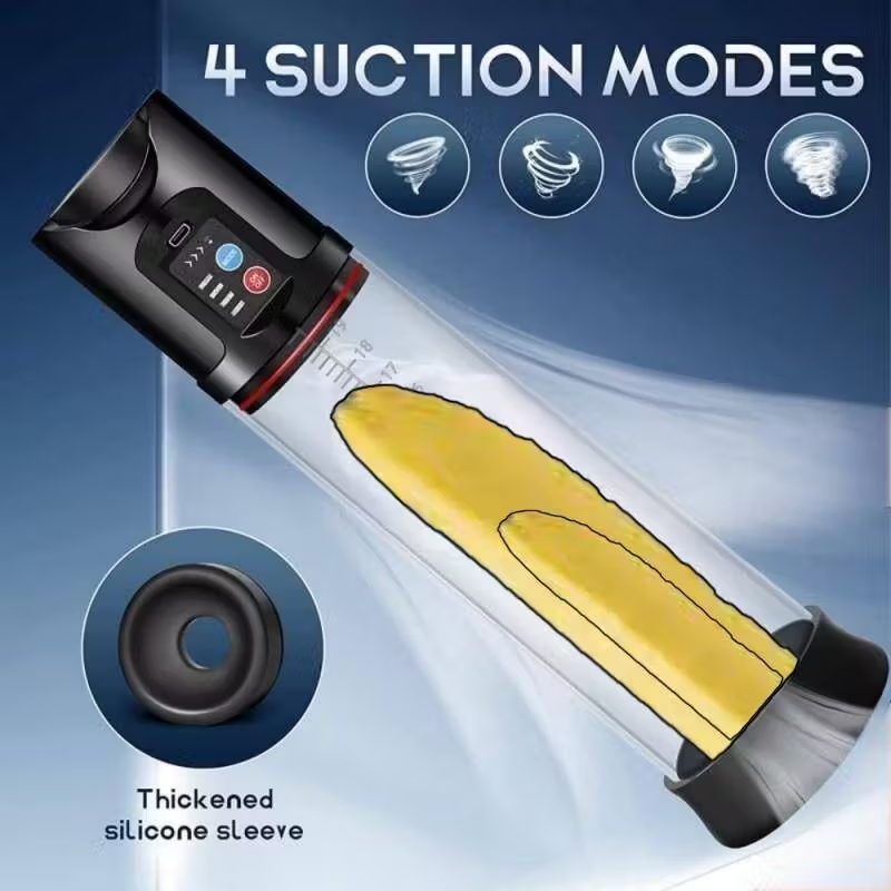 2-in-1 Pump Vacuum Pump And Silicone Extender For Men's Enhancement And Muscle Massage Black