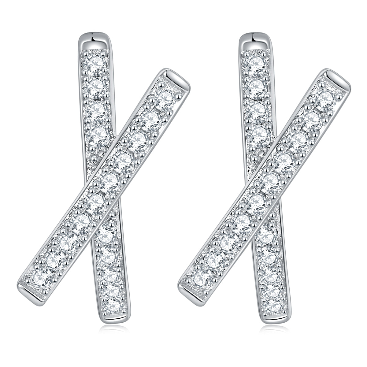 S925 Sterling Silver Moissanite Cross Hoop Earrings  Platinum Plated Pave Huggie Earrings With GRA Certificate Minimalist Jewelry Gift Box Set For Women