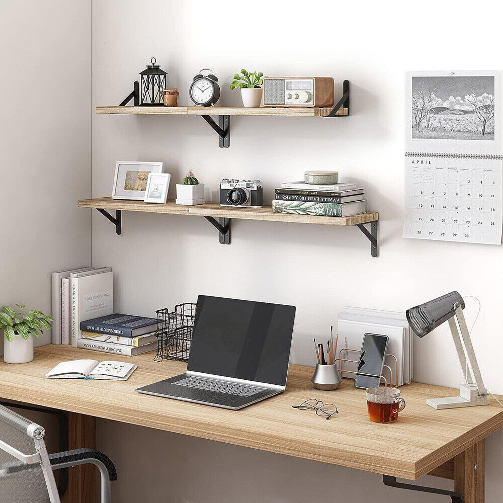 4PCS Home Corner Floating Shelves Wall Mounted Storage Wooden Display Shelf
