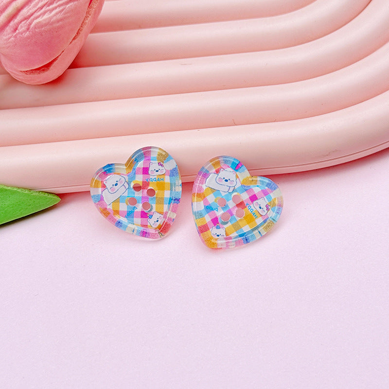 Four-hole Heart Button DIY Accessories