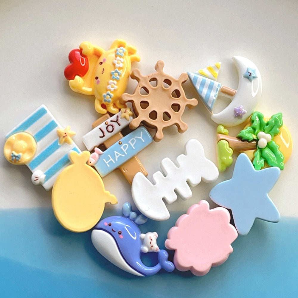 25PCS Ocean & Beach Theme -Mini Resin Seashell Starfish, Decor For Fridge, Office, Lockers, Shoes & Gifts