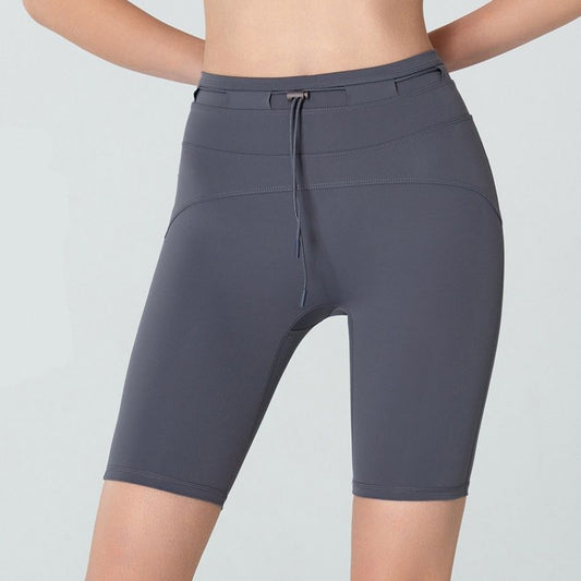 Women's High Waist Hip Lift Tight Drawstring Yoga Shorts