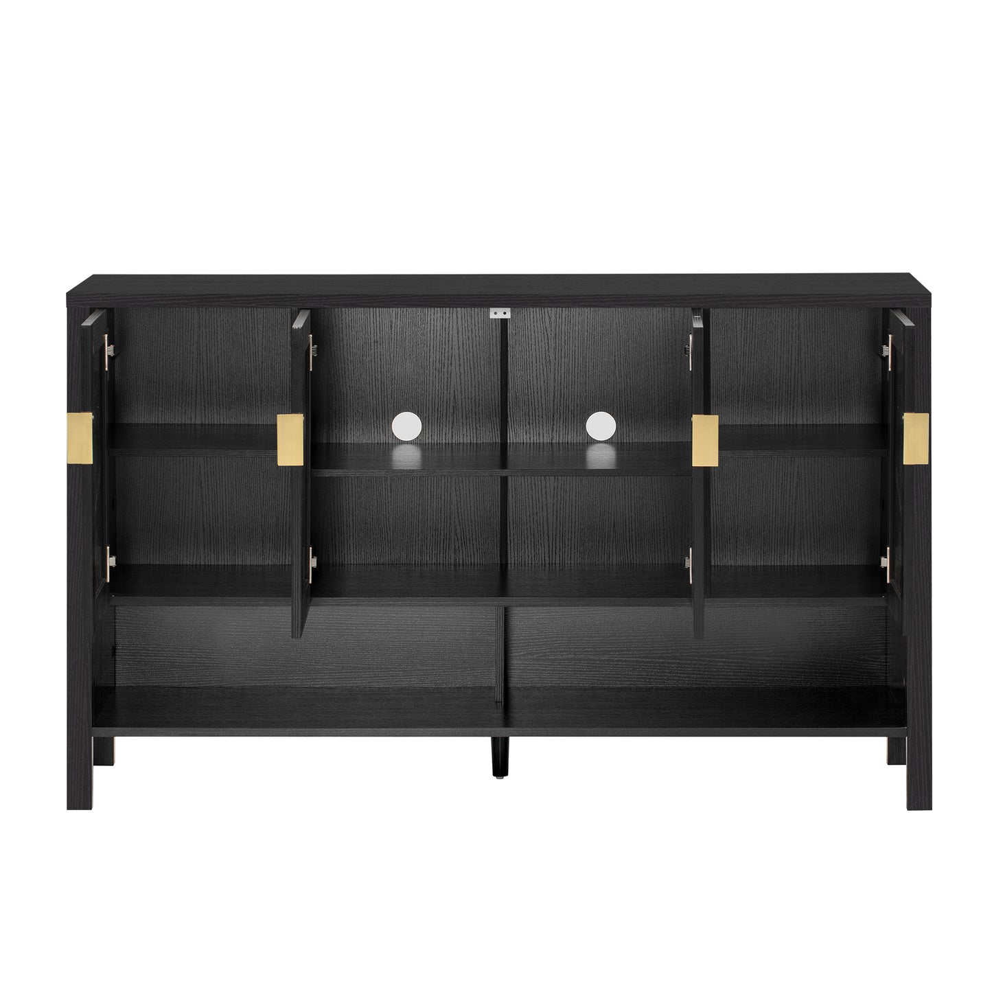 U-STYLE 55.1 Storage Sideboard With 4- Doors Multi Functional Buffet With Open Shelf And 2- Tiers Adjustable Shelves Modern Cabinet With Double Hooks Suitable For Living Room  Hallway  Dining Office.