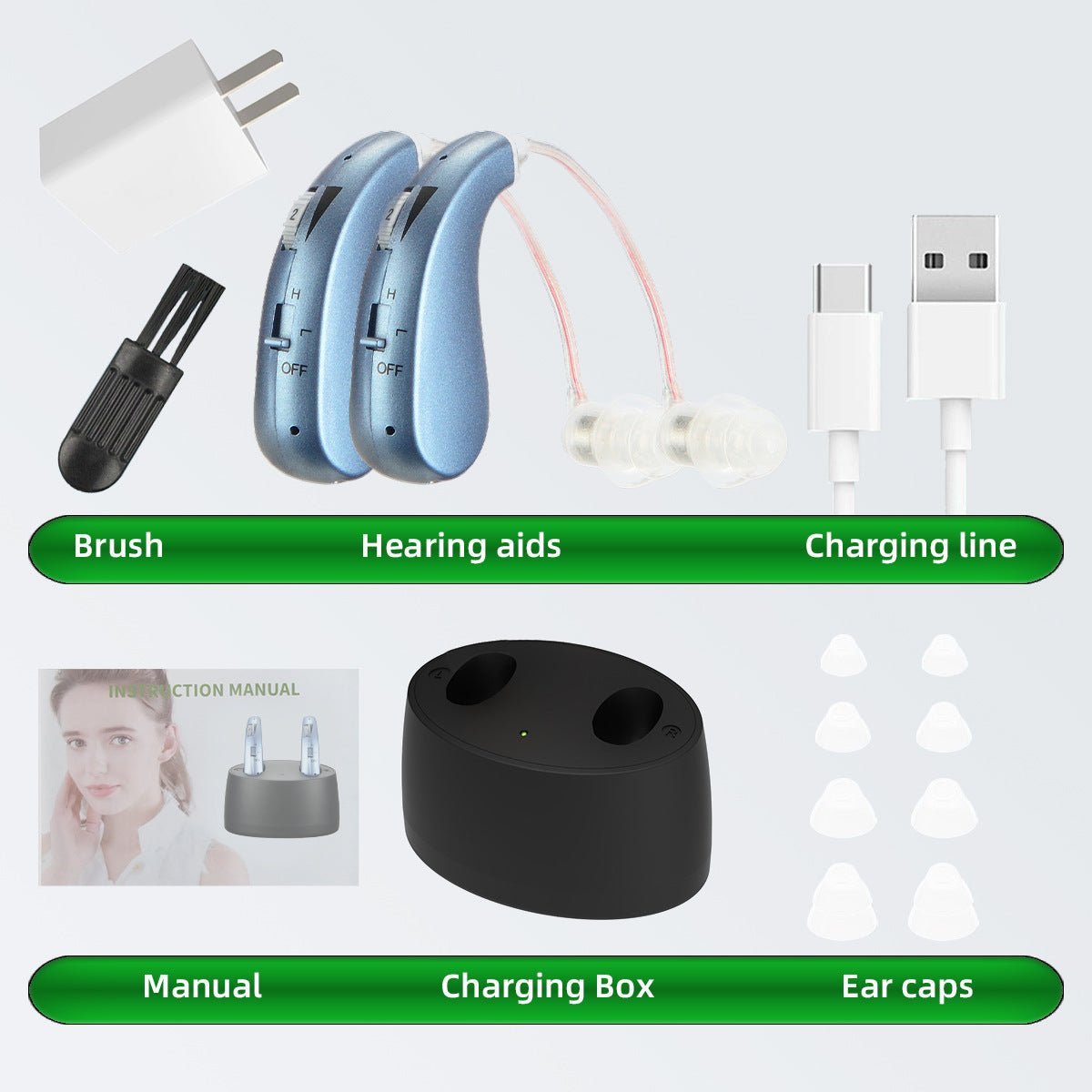Simple Charging Bin Behind-the-ear Aid Headset