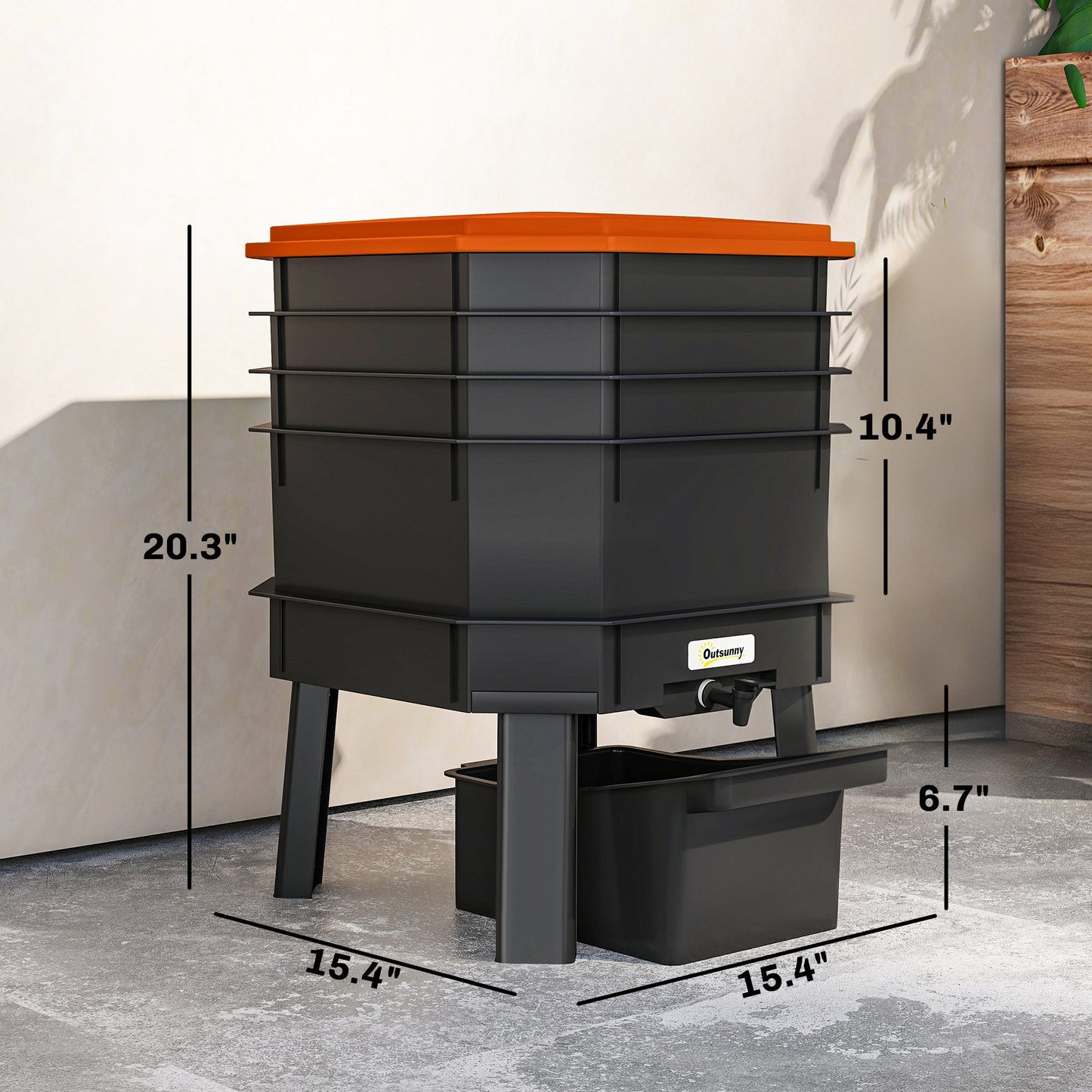 4-Tray Worm Composter Bin, 7.4 Gal Outdoor & Indoor Worm Composter for Recycling Food Waste, Orange