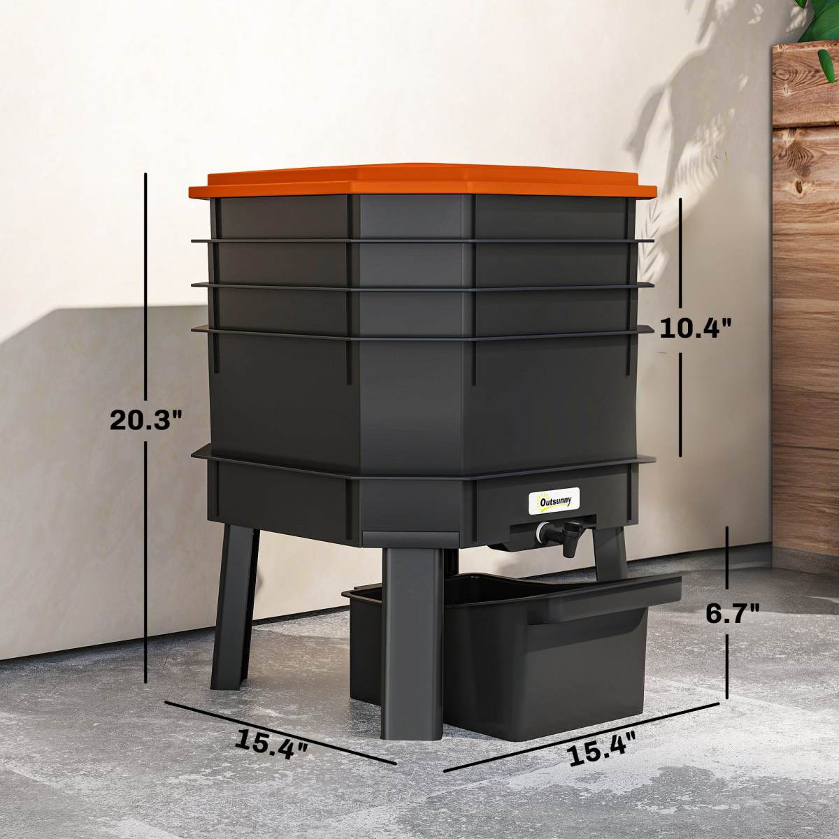 4-Tray Worm Composter Bin, 7.4 Gal Outdoor & Indoor Worm Composter for Recycling Food Waste, Orange