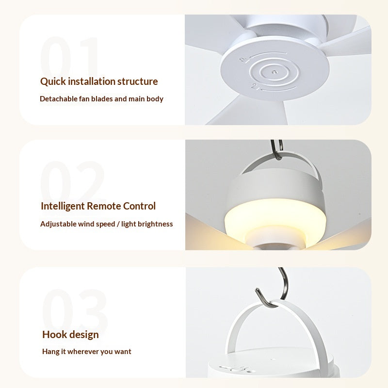 Smart Remote-controlled Rechargeable Mini Ceiling Fan Night Light