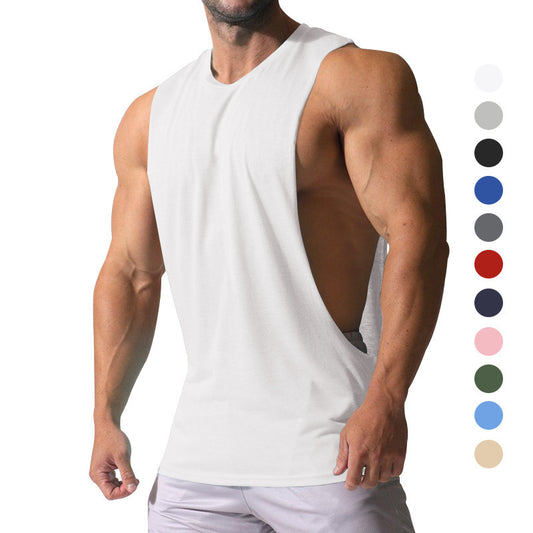 Cross-Border Hot-Selling New Summer Versatile Sleeveless Fitness Sports Multi-Color Solid Color Vest For Men