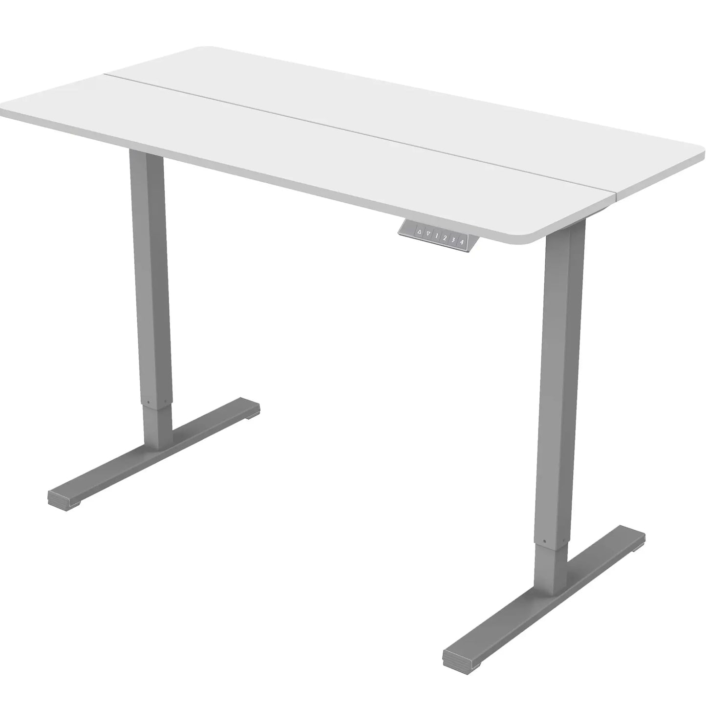 Electric Standing Desk Adjustable Height Desk With Two-Piece Tabletop  Home Office Computer Workstation Sit Stand Up Desk, 55 X 28 Inches Grey Frame - White Top