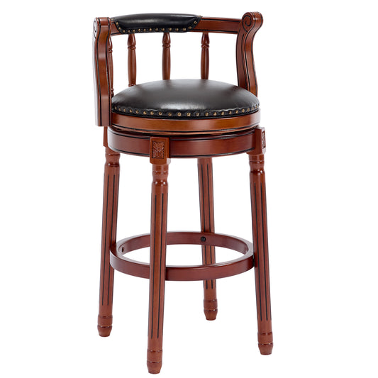 Cow Top Leather Wooden Bar Stools, 360 Degree Swivel Bar Chair With Backs,Bar Height Couner Height Barstools For Home Kitchen Dining Room And Bar Room