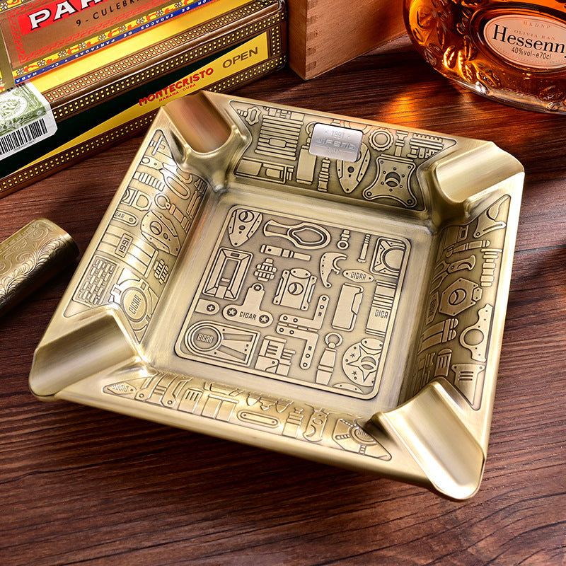 Gift-Ready Copper Metal Pattern-Engraved Household Ashtray