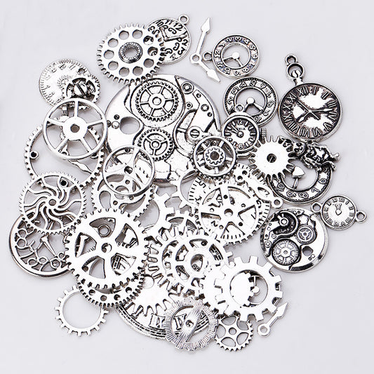 Retro Plated Metal Mixed-Style Punk Gear Clock Jewelry Accessories