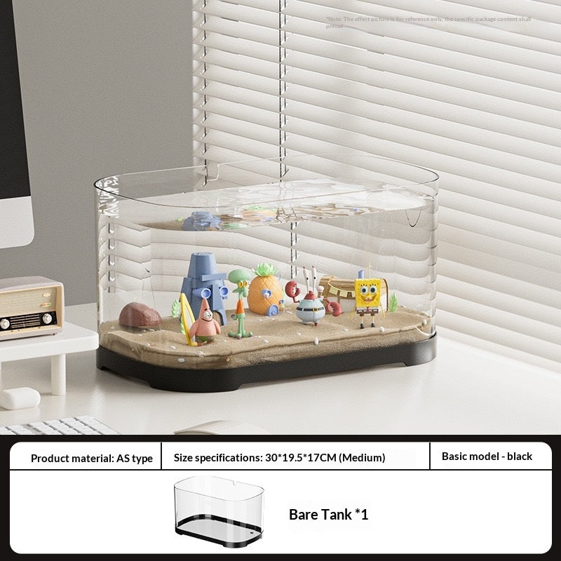 Transparent Plastic Fish Tank Aquarium Terrarium Decoration Office Ornamental Tank Pet Supplies