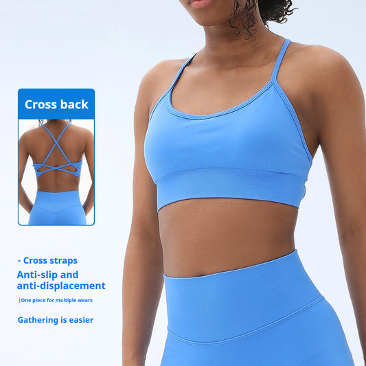 New Seamless Cross Beauty Back And Push Up Spaghetti Strap Camisole Bra