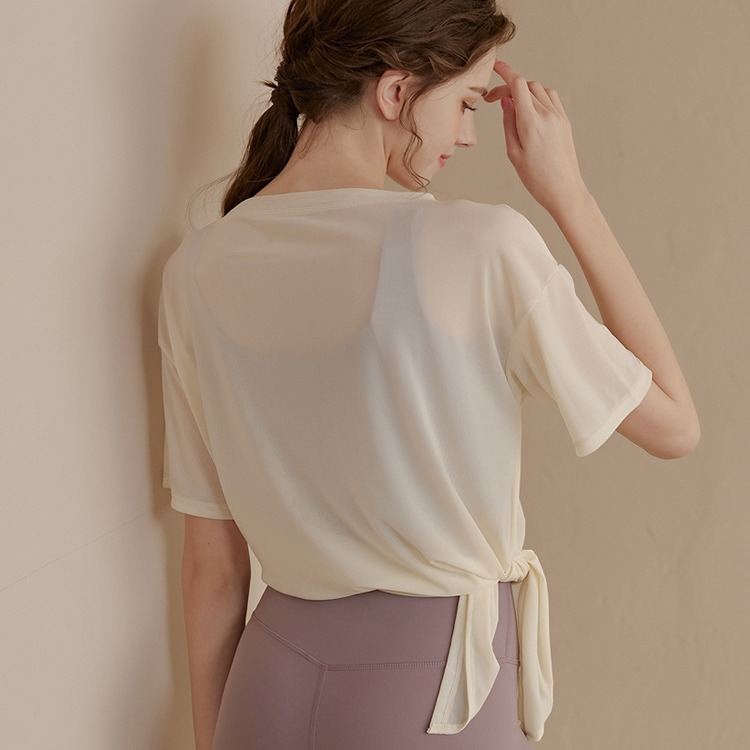 Loose Figure-Flattering Ice-Feel Sports Blouse Womens Quick-Drying Yoga Top